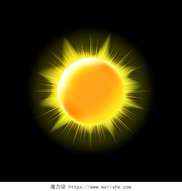 红色太阳太阳光光效PNG素材元素